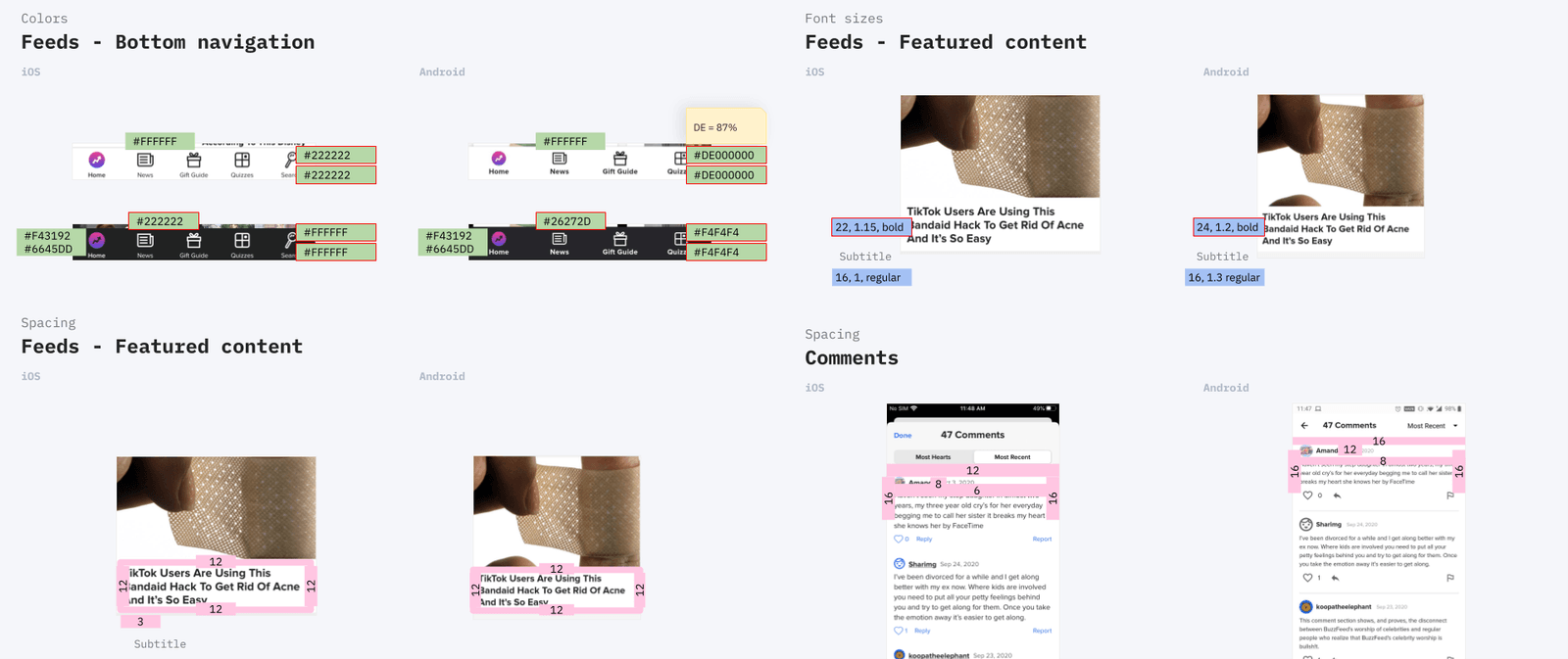 design tokens - style inventory findings