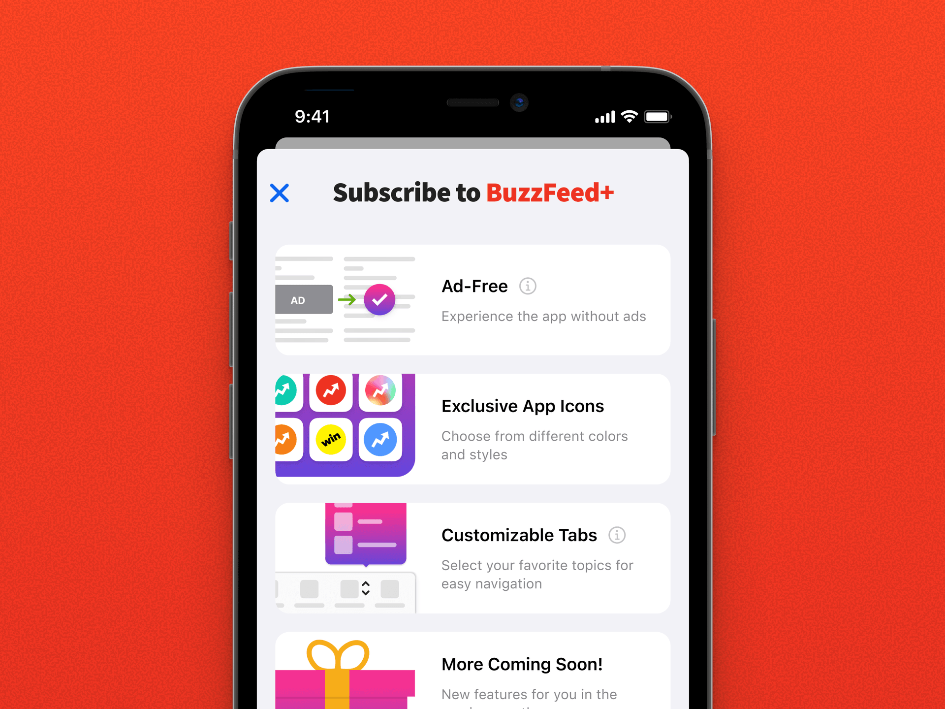 BuzzFeed Plus subscription experience