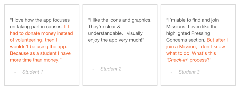 user testing feedback